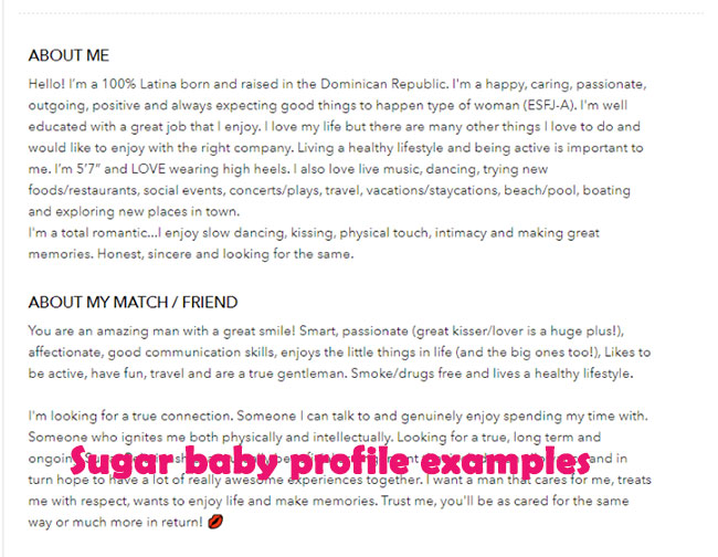 What to write on a sugar baby profile
